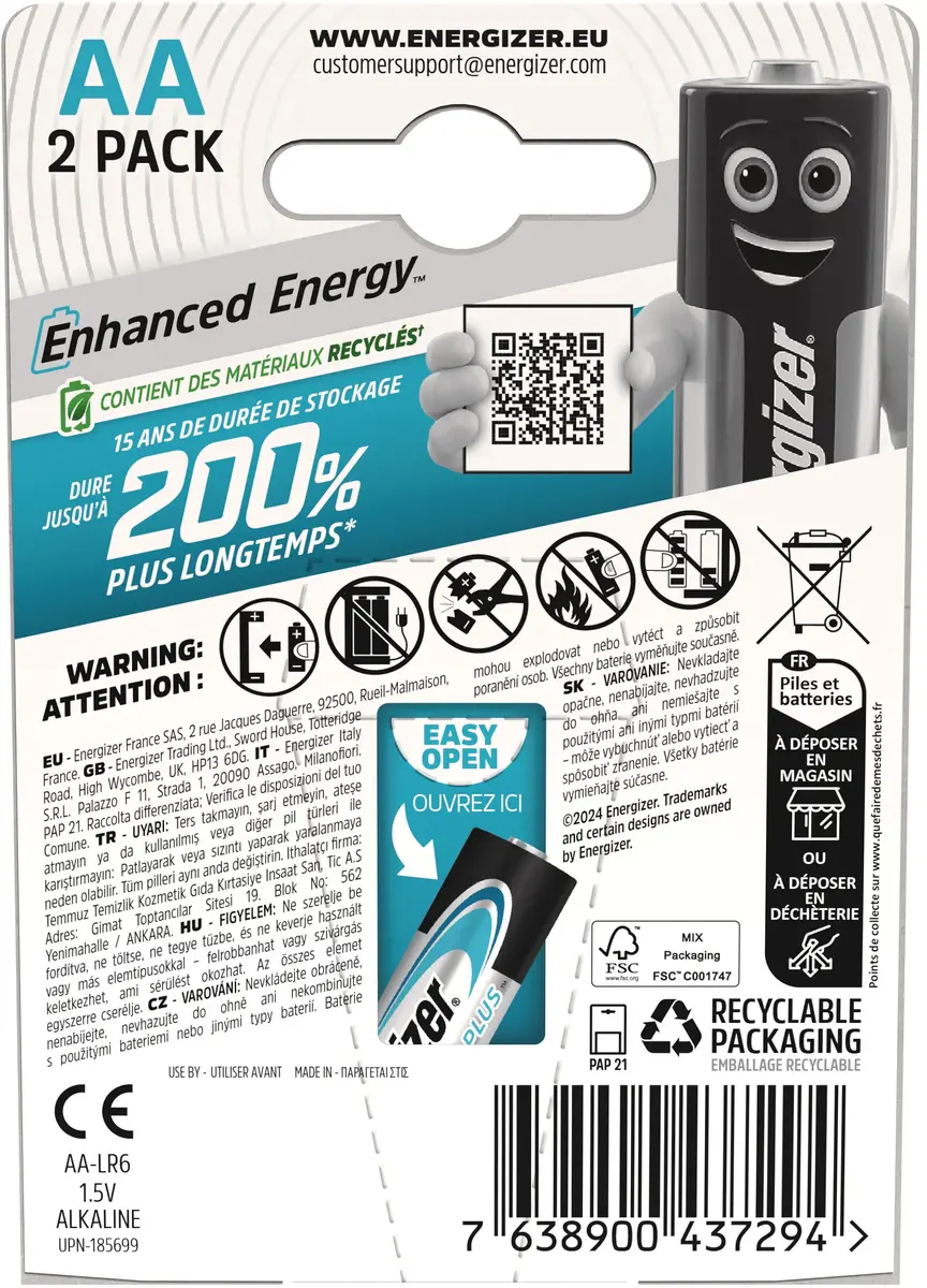 Energizer Max Plus AA sārmainā baterija — 2 gab. Photo 2