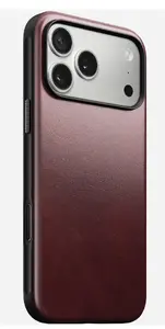 Leather cover case Nomad Modern for iPhone 17 Pro Max (6.9") — Burgundy, leather+TPU+PC
