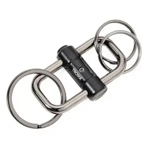 Key ring/case TROIKA KR22-09/BK — metal key ring, Black and Dark Grey, 33×95×12 mm