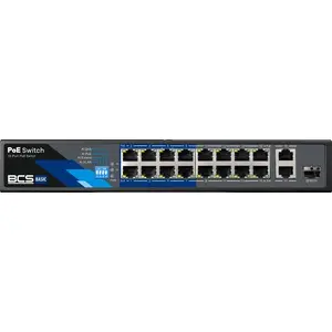PoE switch BCS BCS-B-SP1602G-1SFP with 16 PoE+ ports and 2 Gigabit uplinks, 1 SFP slot