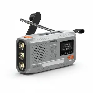 Портативное механическое радио Marmitek RESQ 100 — DAB/DAB+/FM, 3 Вт, ЖК‑дисплей, USB‑C, 3,5 мм, светло‑серое