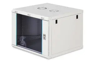 DIGITUS Dynamic-N Wall Mounted Rack DN-37106 9U 600x600 mm IP20 Key Lock Cable Management Light Grey Unmounted
