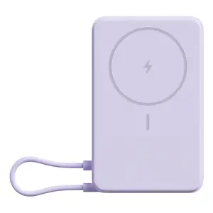 Power bank Xiaomi BHR08PAGL 5900 mAh Li‑Ion ar bezvadu uzlādi, 1x USB‑C, violetā
