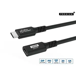USB-C to USB-C cable MicroConnect USB3.2CC015EX, USB 3.2 Gen 2x2, 0.15 m, black