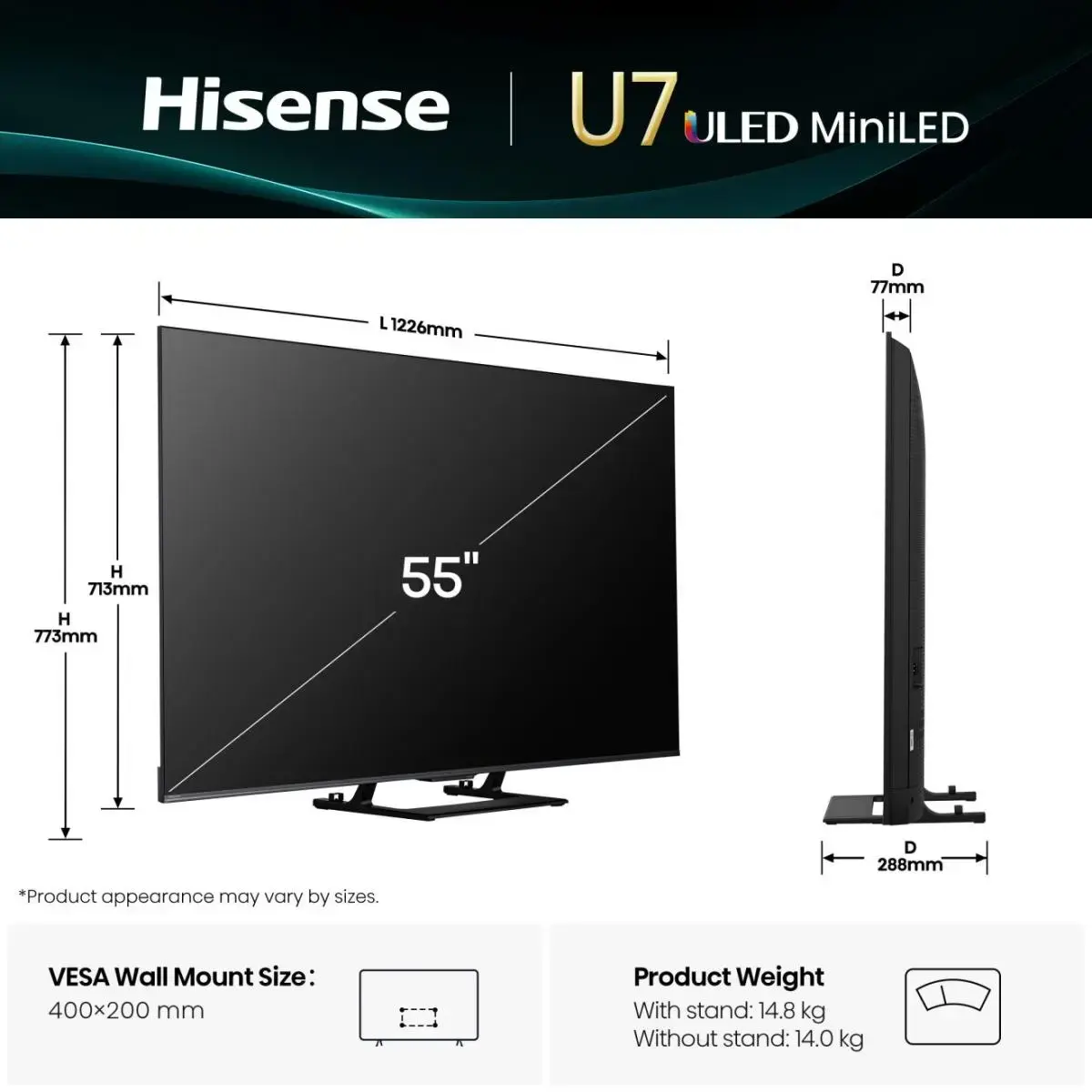 Hisense 55U7Q 55" 4K ULED Smart TV Photo 2