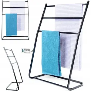 Freestanding Towel Rack Vilde VILDE, metal black, 58×28×86.5 cm