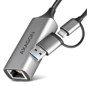 Gigabit Ethernet Adapter Axagon ADE-TXCA with USB-C and USB-A 1000 Mbit/s, grey