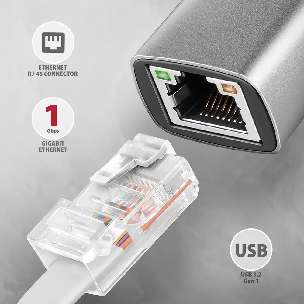 Axagon ADE-TXCA Gigabit Ethernet adapter USB-C/USB-A Photo 2