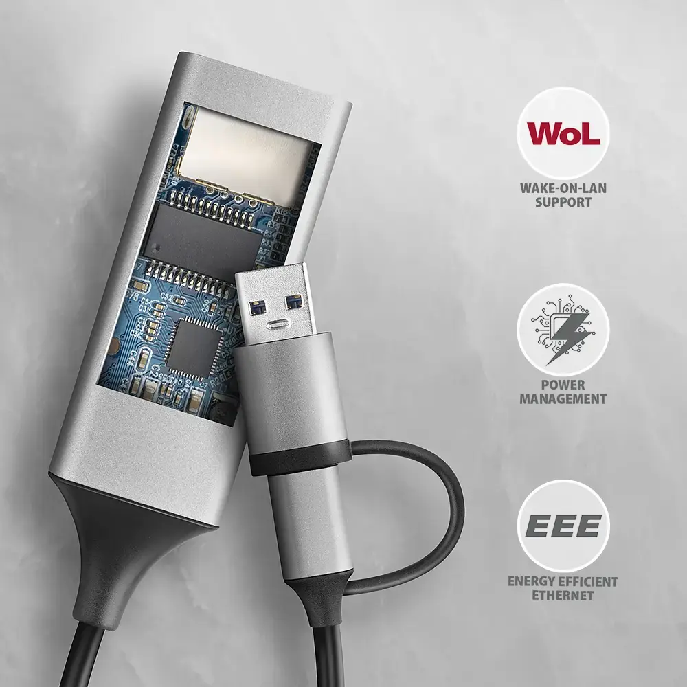 Axagon ADE-TXCA Gigabit Ethernet adapter USB-C/USB-A Photo 7