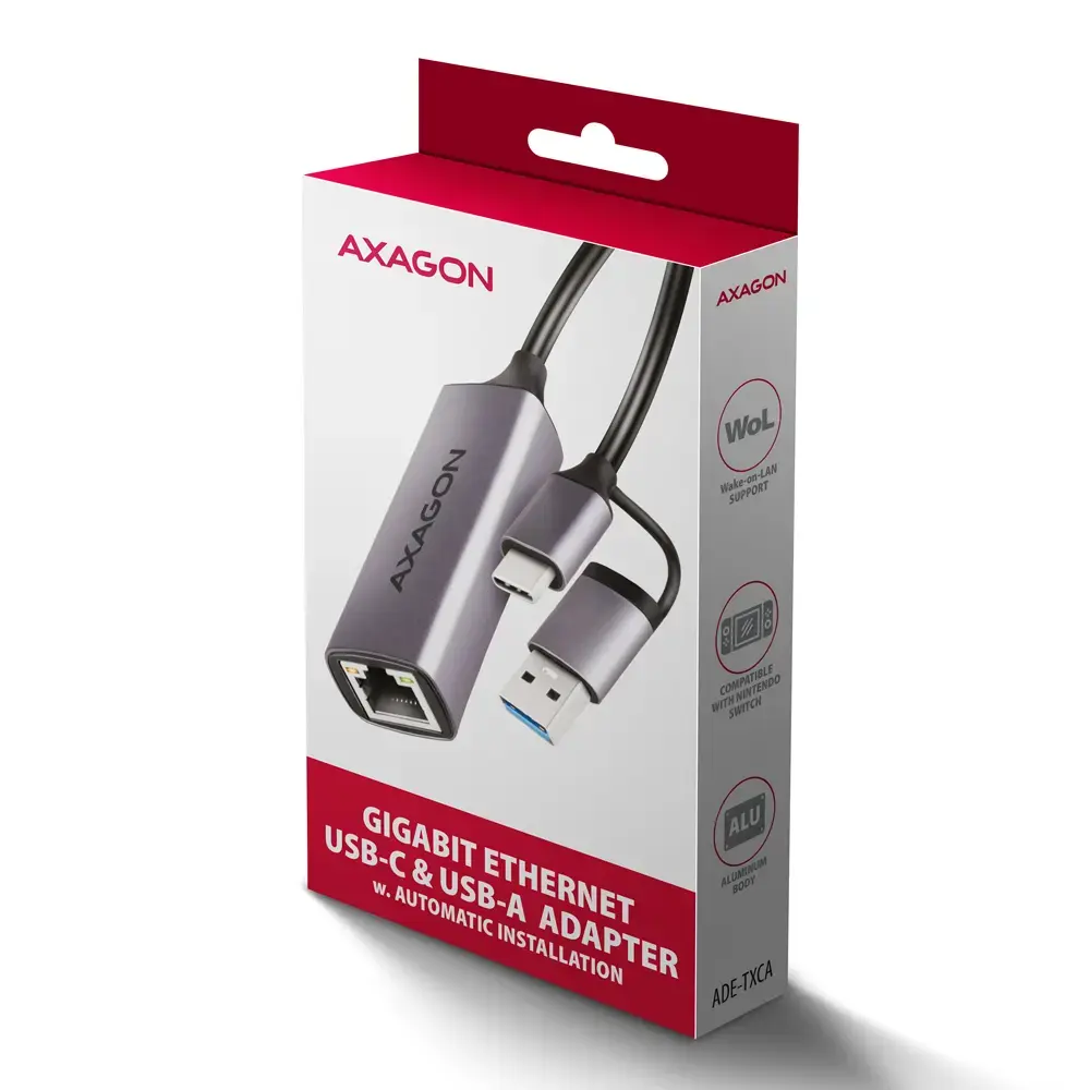 Axagon ADE-TXCA Gigabit Ethernet adapter USB-C/USB-A Photo 9