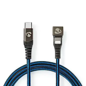 Lightning to USB‑C cable Nedis GCTB39650AL10, 1 m, USB 2.0, 2.4 A — Black/Blue