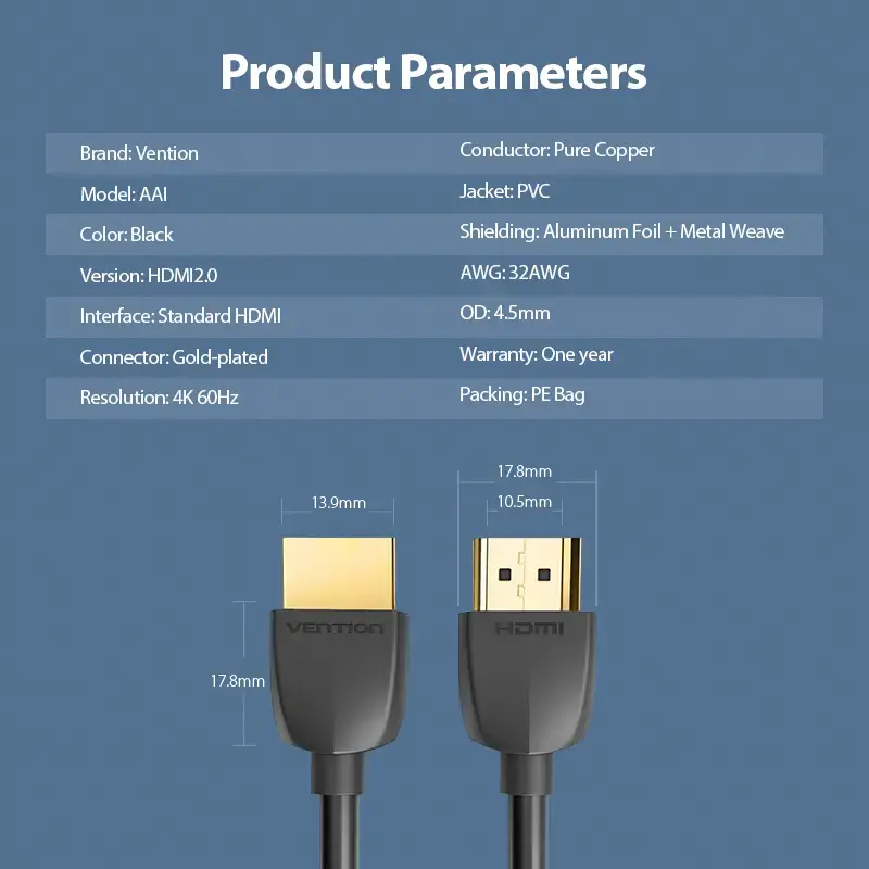 Vention Portable HDMI Cable 1.5 m — HDMI 2.0 Photo 10