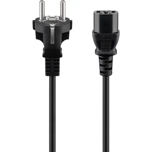 Power cable Goobay IEC Cord 2 m — Power plug type F to IEC C13, H05VV-F3G, 250 V