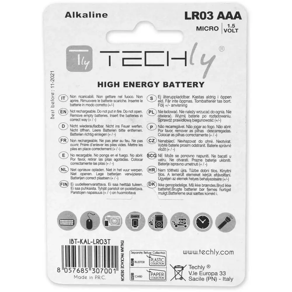 Techly AAA LR03 1.5V sārmainā baterija 4 gab. Photo 2