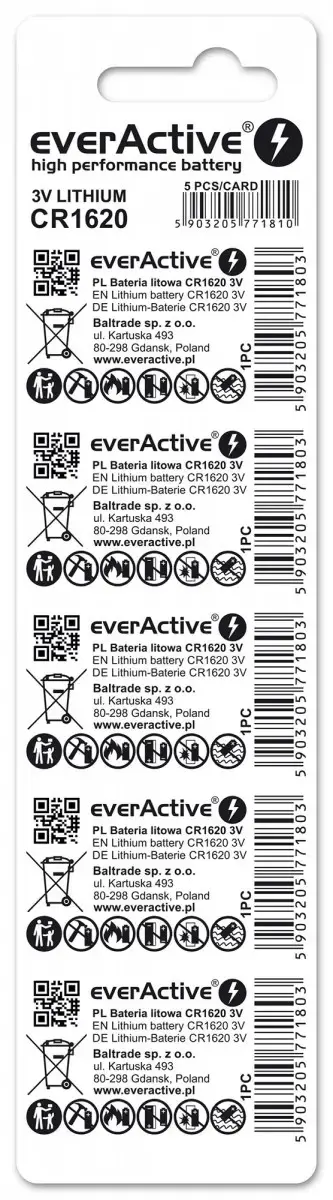 Everactive CR1620 lithium battery CR16205BL Photo 2