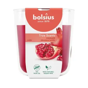 Aromātiskā svece stiklā bolsius True Scents Ø97×85 mm — granātābola aromāts