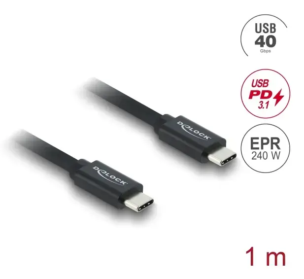 DELOCK USB-C uz USB-C USB4 Gen 3x2 40 Gbps 1 m Photo 2