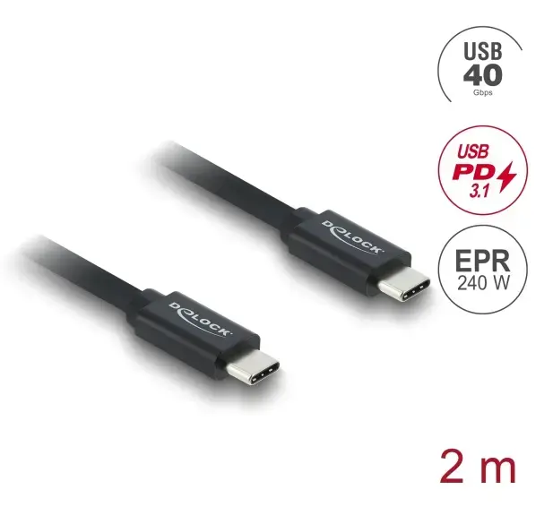 DELOCK USB4 Gen 3x2 USB-C–USB-C 40 Гбит/с 2 м Photo 2