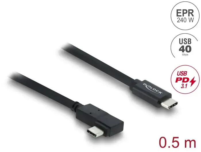 DELOCK USB4 Gen 3x2 koaksiālais kabelis USB-C 40 Gbps 0,5 m Photo 2