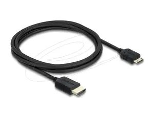 HDMI cable DELOCK 81685 — 2 m, HDMI Type A (male) to HDMI Type C (Mini, male), 48 Gbit/s, up to 7680×4320, gold-plated contacts, black
