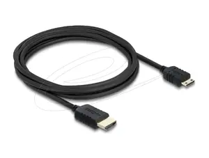 HDMI cable DELOCK 81686 — 3 m, HDMI Type A (Male) to HDMI Type C (Mini, Male), 48 Gbit/s, up to 7680×4320