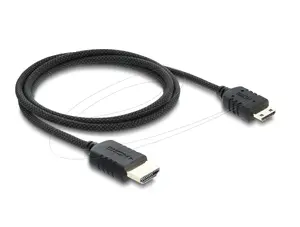 HDMI cable DELOCK 81687 — 1 m, HDMI Type A (Male) to HDMI Type C (Mini, Male), 48 Gbit/s, up to 7680×4320, gold-plated contacts, black
