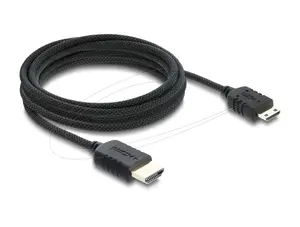 DELOCK HDMI cable 3 m — Type A (Male) to Type C (Mini) (Male), 48 Gbit/s, up to 7680×4320, gold-plated contacts, black