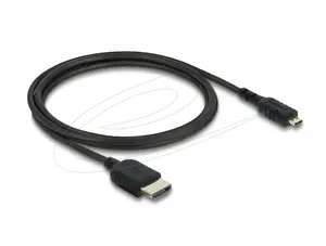 Кабель HDMI DELOCK 81690 — 1 м, HDMI Type A (Standard) → Type D (Micro), позолоченные контакты, 48 Гбит/с, 7680×4320, чёрный
