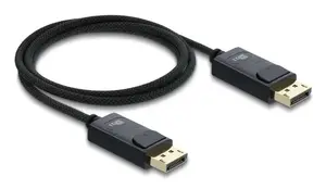 DELOCK Coaxial DisplayPort cable 16K 60 Hz 80 Gbps braided coating 1 m, DisplayPort to DisplayPort, black