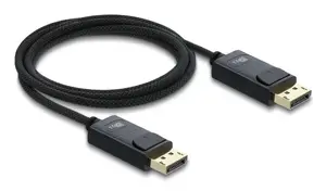 DELOCK koaksiālais DisplayPort kabelis 16K 60 Hz 80 Gbps, DisplayPort—DisplayPort, 2 m, melns, ar pītni