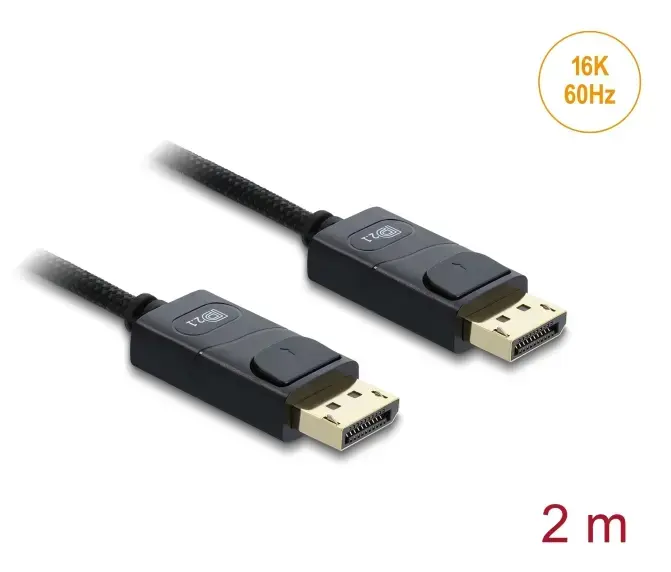 DELOCK koaksiālais DisplayPort kabelis 16K 60 Hz 2 m Photo 2