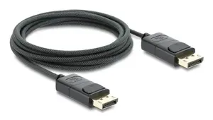 DELOCK Coaxial DisplayPort cable 8K 60 Hz, DisplayPort–DisplayPort, 1 m, black, braided coating