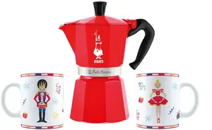 Moka pot set BIALETTI Moka Express 6-cup with Nutcracker set and 2 mugs 300 ml