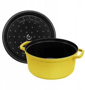 Cast Iron Round La Cocotte 26 cm, Staub, Citron — enameled Dutch oven, oven-safe