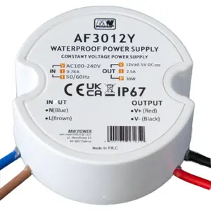 Apaļš LED barošanas bloks MPL Power MW Power 30W 24V 1.25A IP67 āra apgaismojumam