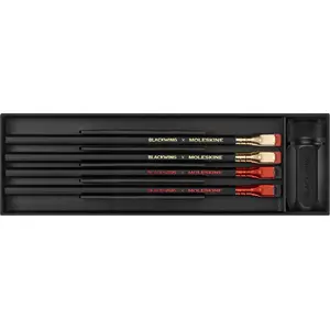 Moleskine komplekts zīmuļu ar asināmo BLACKWING x Moleskine – grafīta zīmuļi un kabatas asināmais