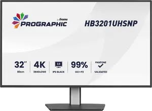 iiyama ProGraphic HB3201UHSNP-B1 31.5-inch 4K Ultra HD IPS Monitor, 3840 x 2160, 4ms, 450 cd/m², USB-C, Black