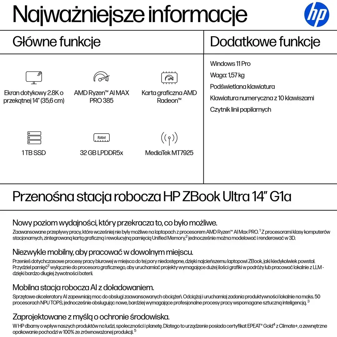 HP ZBook Ultra 14 G1a Ryzen AI Max PRO 390 klēpis Photo 4