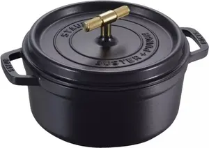 Cast iron round cocotte Staub La Cocotte Buster & Punch 24 cm, black