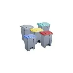 Tipping Waste Bin Helit H2402218, rectangular 68 L, polypropylene, medium grey with yellow, with mounting hook