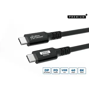 USB-C to USB-C cable MicroConnect USB4 Gen 3x2 0.15 m — Black