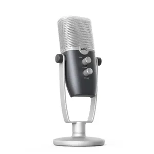 Akyga AKG Ara Blue, Silver USB проводной настольный микрофон — 20–20000 Гц, чувствительность 120 дБ, кабель 2 м
