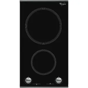 Built-in induction hob WHIRLPOOL AKT 360/IX, black, 2 zones, rotary control, 3500 W, 288×510×52 mm
