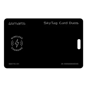 Кард-трекер 4smarts SkyTag Card Duos ReCharge — черный, LiPo 100 мAh, 85.6×54 мм, 10 г