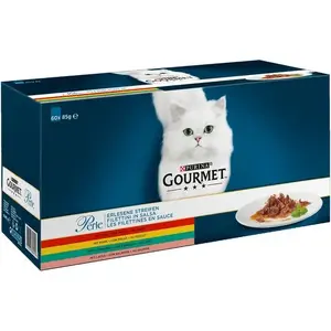 Влажный корм для кошек Gourmet S9111000 для взрослых, пакет 85 г — говядина, курица, кролик, лосось