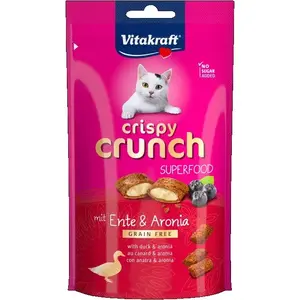 Лакомство для кошек Vitakraft Crispy Crunch Утка с черёмухой 60 г - хрустящие кусочки для взрослых кошек