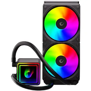 RAMPAGE INFINITE V240 240mm ARGB All-in-One Liquid CPU Cooler, Temperature Gauge, Black