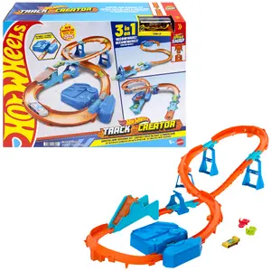 MATTEL Hot Wheels Track Builder Track Creator Boosted Jump Speedway Set with 1:64 Scale Toy Car and Motorized Booster, Plastic, Multicolour, Ages 5-7