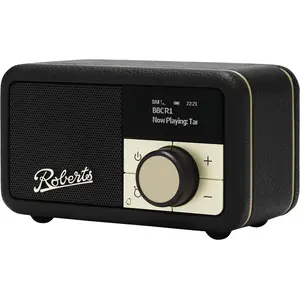 Portable radio Roberts Radio Revival Petite 2 — DAB/DAB+/FM, black, battery-powered, 3.5 mm jack