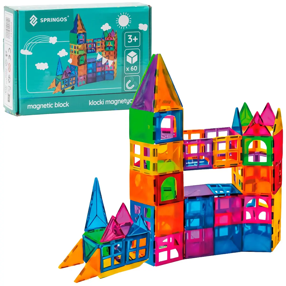 Magnetic Building Set 60 Pieces Springos KG0047 Photo 2
